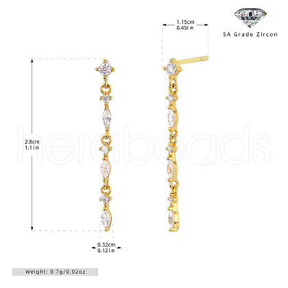 Flat Round with Horse Eye Tassel 925 Sterling Silver Clear Cubic Zirconia Stud Earrings FS-WGBB41B-02-1
