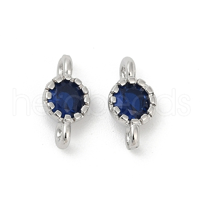 Brass Cubic Zirconia Flat Round Connector Charms KK-H204-02P-03-1