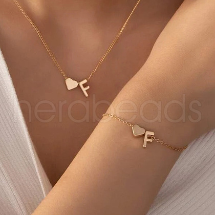 Heart Brass Pendant Necklaces & Charm Bracelets Sets FS-WGFCFF7-21-1