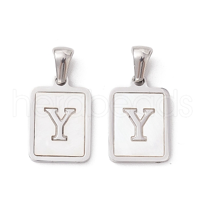 304 Stainless Steel Pave Shell Pendants STAS-G327-01P-Y-1