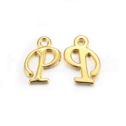 Golden Plated Alloy Letter Pendants PALLOY-J718-01G-P-1