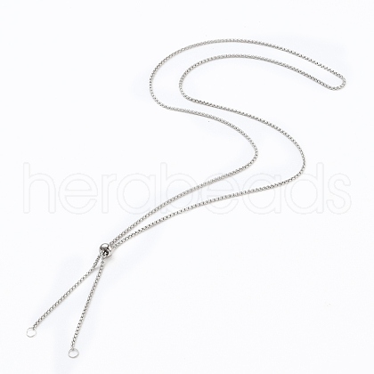 Tarnish Resistant 304 Stainless Steel Box Chain Slider Necklace Making AJEW-JB00777-01-1