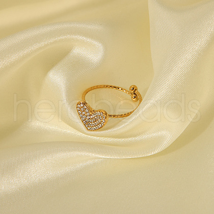 Stainless Steel Rhinestone Heart Cuff Rings for Women VM2670-1-1