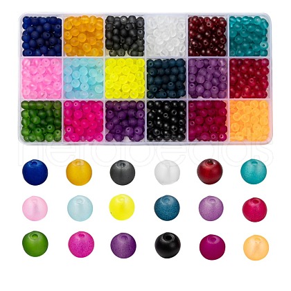 18 Colors Transparent Glass Beads FGLA-X0001-04A-6mm-1