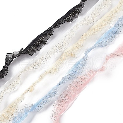 Double Tiers Pleated Chiffon Polyester Ribbons OCOR-XCP0001-62-1