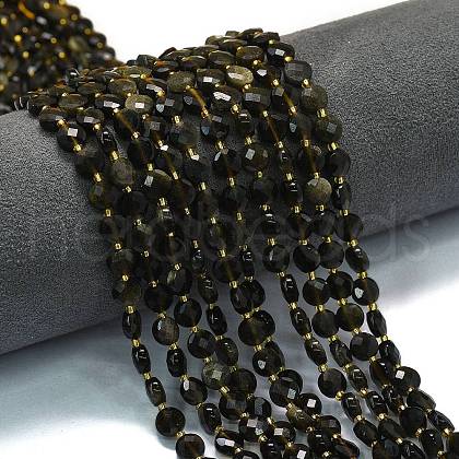 Natural Golden Sheen Obsidian Beads Strands G-K389-B80-01-1