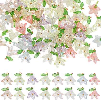 80Pcs 8 Colors Acrylic Pendant PALLOY-AR00016-1