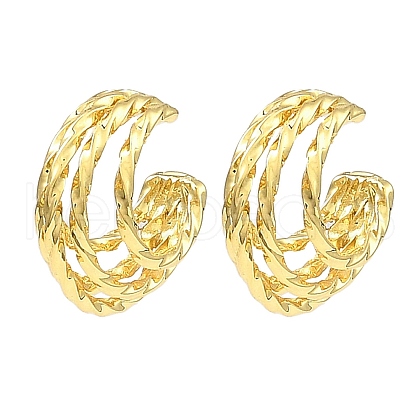 Rack Plating Brass Multi Lines Cuff Earrings EJEW-D069-05G-1