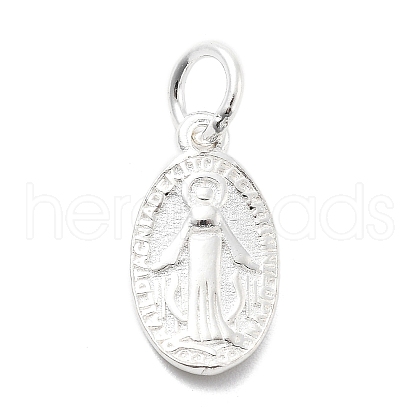 925 Sterling Silver Oval Miraculous Medal Virgin Charms STER-S009-05S-1