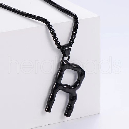 Stylish Stainless Steel Initial Pendant Necklaces SR1473-18-1