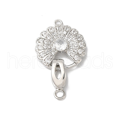 Rack Plating Brass Micro Pave Clear Cubic Zirconia Fold Over Clasps KK-A222-14P-1