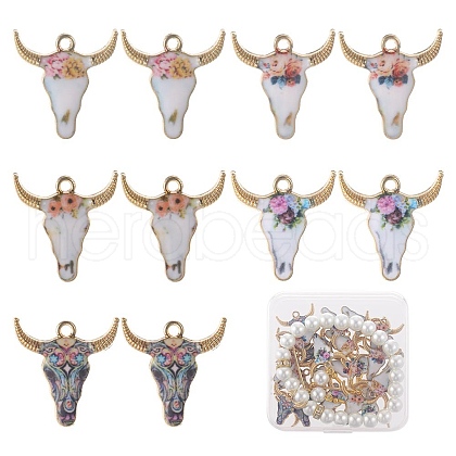 SUNNYCLUE 30Pcs 5 Colors Alloy Enamel Pendants ENAM-SC0003-85-1