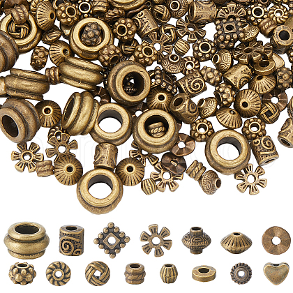 SOFPLATE 300Pcs 15 Styles Tibetan Style Alloy Beads Set FIND-SP0002-16D-1