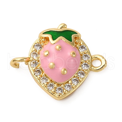 Brass Micro Pave Clear Cubic Zirconia Fruit Connector Charms KK-I276-15P-B02-1
