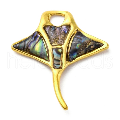304 Stainless Steel Pave Natural Paua Shell/Abalone Shell Pendants STAS-S163-20G-1
