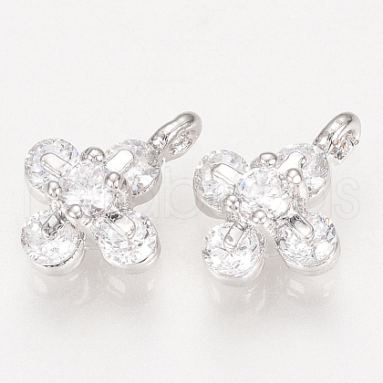 Brass Cubic Zirconia Charms X-ZIRC-Q002-152P-1