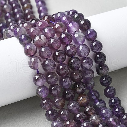 Natural Amethyst Beads Strands X-G-M445-8MM-01B-1