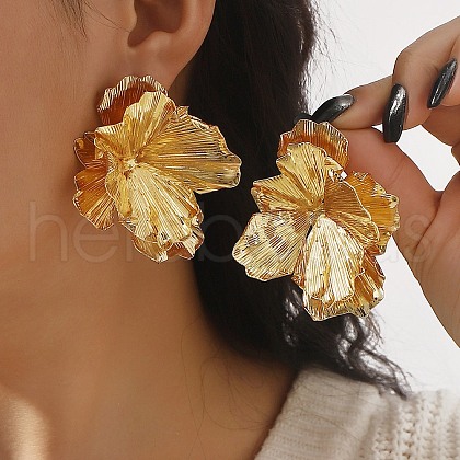 Iron Stud Earrrings for Women EJEW-U063-02A-G-1