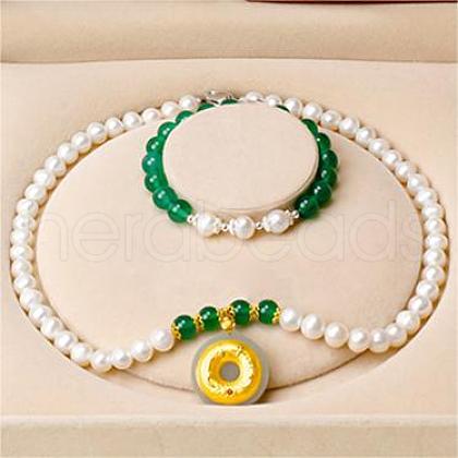 Mother's Day Jewellery Natural Freshwater Pearl Chrysoprase Beaded Necklace & Bracelets Sets for Women WGE4EAE-26-1