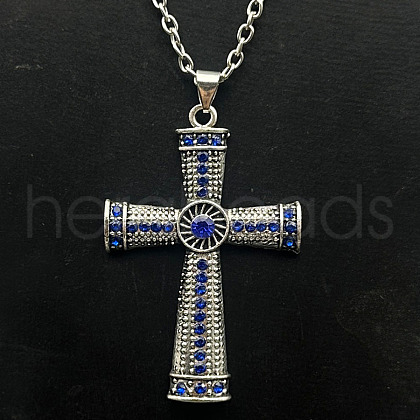 Alloy Rhinestone Cross Pendant Necklaces NX3454-6-1