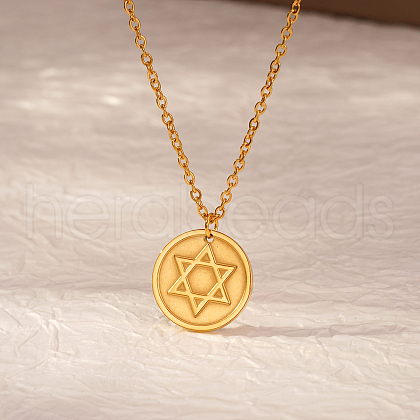 Stylish Stainless Steel Star of David Pendant Necklace for Women's Daily Wear NW9851-1-1