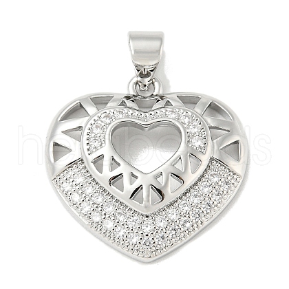 Rack Plating Brass Micro Pave Cubic Zirconia Pendants KK-F869-04P-1