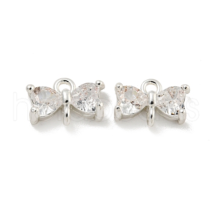 Brass Pave Clear Cubic Zirconia Connector Charms KK-B096-04S-1