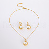 Stainless Steel Pendant Necklaces & Hoop Earrings Sets JP6443-3-2