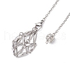 Non-Tarnish Stainless Steel Braided Chain Macrame Pouch Empty Stone Holder Dowsing Pendulums PALLOY-JF02738-02-4