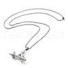 Non-Tarnish 304 Stainless Steel Dumbbell Pendant Necklaces NJEW-Z023-01P-1