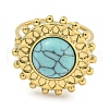 Ion Plating(IP) 304 Stainless Steel Synthetic Turquoise Cuff Rings G-Z056-08G-04-2