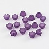 Purple Transparent Frosted Tulip Flower Acrylic Bead Caps X-PL543-7-2