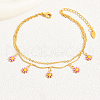 Brass Beach Daisy Flower Tassel Double Layer Anklets for Women's Vacation Date Gift AN0385-3-3