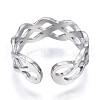 Non-Tarnish 304 Stainless Steel Wave Open Cuff Ring RJEW-N040-36-3