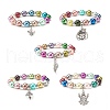 Imitation Pearl Beaded Stretch Bracelet with Drop Charm for Kids BJEW-JB07638-1