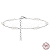 Natural Freshwater Pearl Beaded Link Anklet with Rhodium Plated 925 Sterling Silver Cable Chain for Women AJEW-F162-015P-2