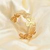 Flower 304 Stainless Steel Open Cuff Bangles for Women BJEW-M313-05G-5