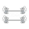 304 Stainless Steel Clear Cubic Zirconia Nipple Barbells WG1DC98-07-1