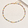 Natural Dyed Mixed Stone & Freshwater Pearl Round Beaded Necklaces for Women Daily and Party Wear XX1529-3