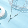 2Pcs 2 Colors Cross 304 Stainless Steel Pendant Necklaces for Women NJEW-JN05200-3