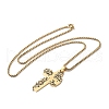 304 Stainless Steel Hollow Rose Cross Pendant Necklaces NJEW-H065-31G-2