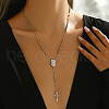 Vintage Stainless Steel Rosary Bead Necklaces MZ7141-3-1