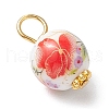 Handmade Flower Printed Porcelain Ceramic Pendants PALLOY-JF03928-02-4