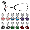 12Pcs 6 Colors Paw Print Alloy Enamel Stethoscope Pendant Decorations HJEW-OC00055-1