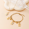 Stainless Steel Rhinestone Padlock Charm Bracelets & Necklaces Sets for Women LJ3473-1