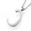 304 Stainless Steel Initial Pendant Necklaces NJEW-P151-C-P-3
