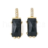Brass Micro Pave Cubic Zirconia and Natural Black Agate Pendants KK-F892-45G-01-1
