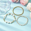 3Pcs 3 Styles 304 Stainless Steel & Resin & ABS Plastic Imitation Pearl Beaded Stretch Bracelet Sets BJEW-JB10874-2