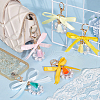 5Pcs Plastic Pearl & Polyester Bowknot Keychain KEYC-PH01537-5