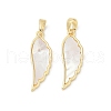 Brass Pave Natural White Shell Pendants KK-R213-02G-02-1